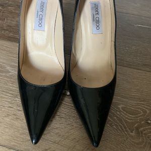 Jimmy Choo Black Patent Leather Pointy Toe Pumps